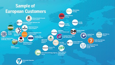 European Map of Customers for Crow Canyon Software