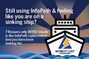 NITRO Studio vs. InfoPath InfoPath vs. NITRO Studio infographic