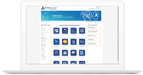 ScreenGrab Preview of NITRO Studio management screen