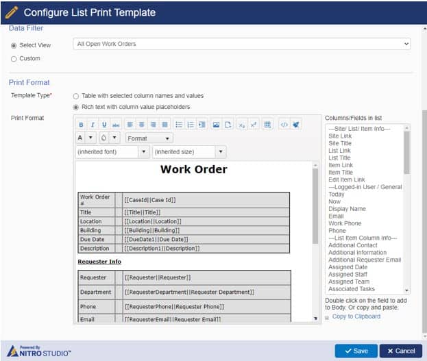 Print-Template-Screen