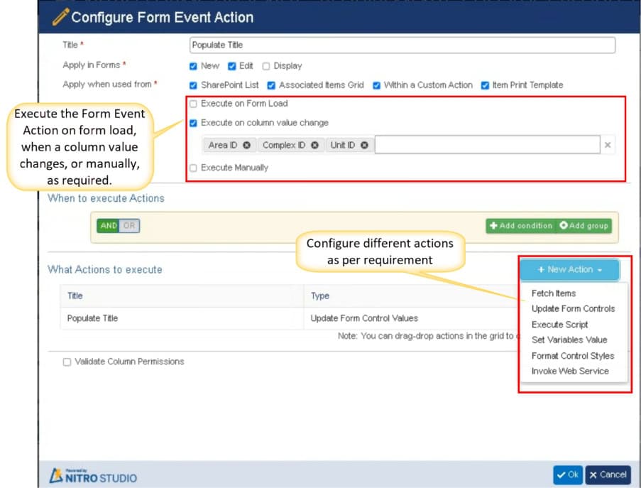 Figure 4. Configuring a trigger that runs when key fields change